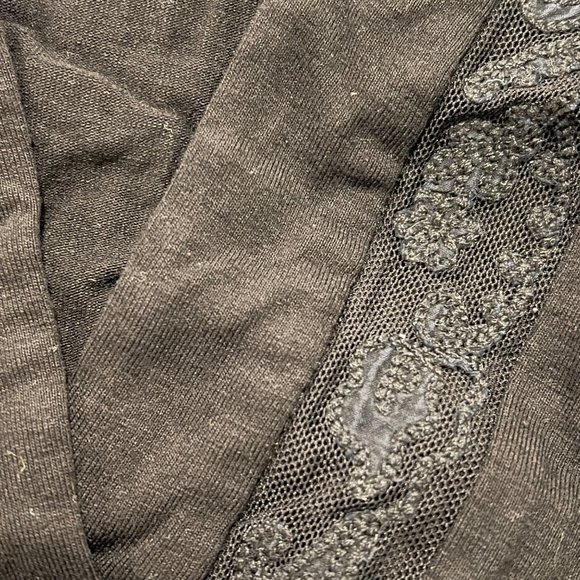 BCBG Belted Black Small Petite SP Casual V-Neck Lace Accent Dress - Picture 4 of 4